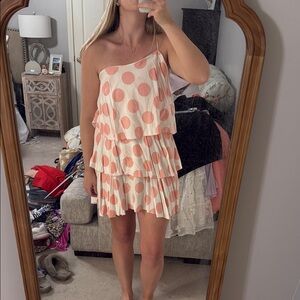 Pink Polka Dot Tiered Dress